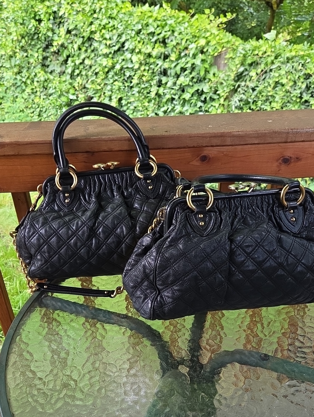 2 - Black Marc Jacobs Quilted Leather Stam Bags